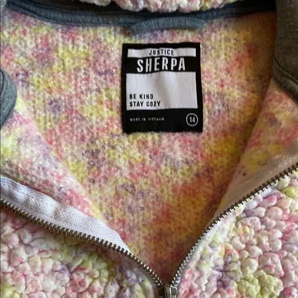 Justice Kids' Sherpa Hoodie - Cream and Pink - Picture 2 of 3